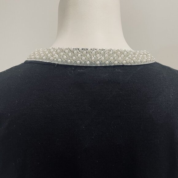 RIO & RIAN NY Black Pearl Trim Quilted Cardigan Sweater Jacket Open Front (XL) - Picture 10 of 13